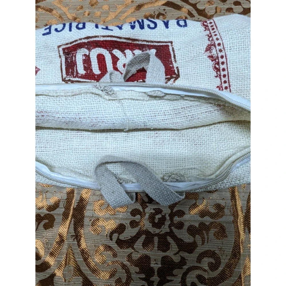 Upcycled‎ Beige Basmati rice bag tote shopping flea market bag